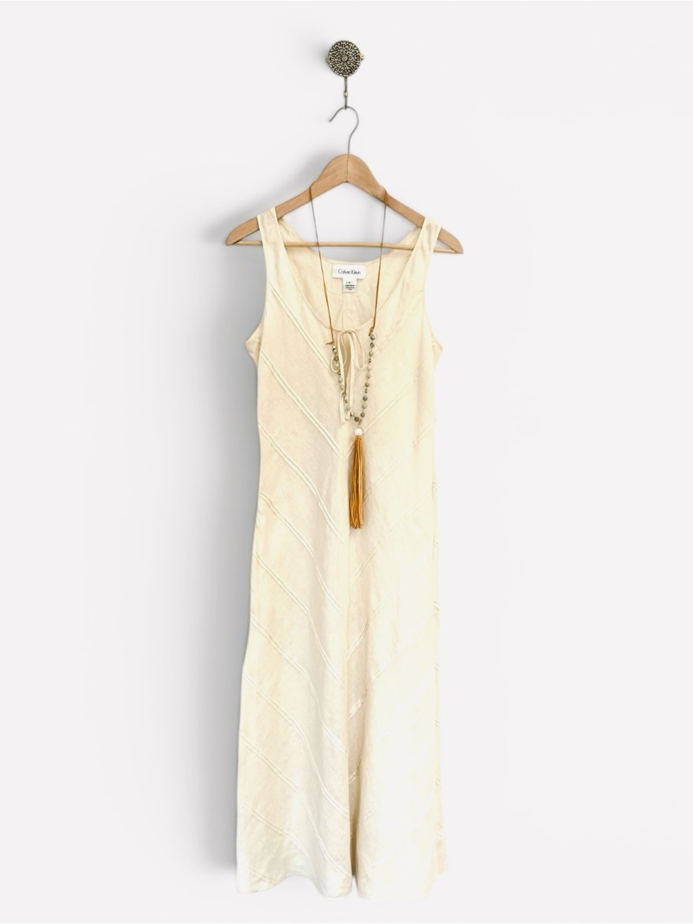Vintage Calvin Klein Cream Linen Sundress | Size 4